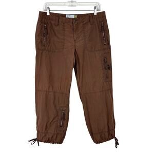 Vintage Y2K 2002 Old Navy Brown Cargo Capri Cropped Pants Cotton